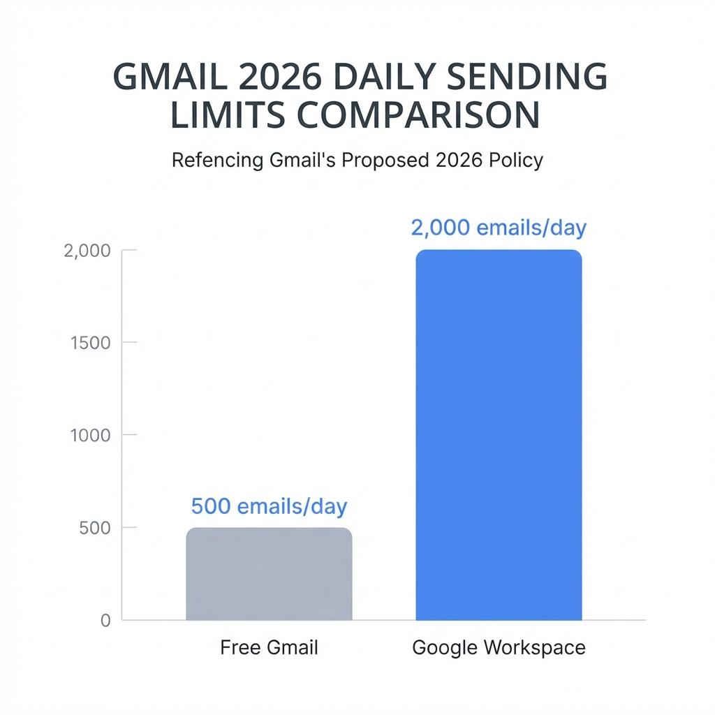 Gmail 2026 Sending Limits Chart