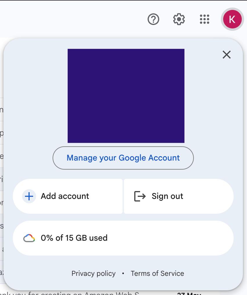 Google Account Home Page