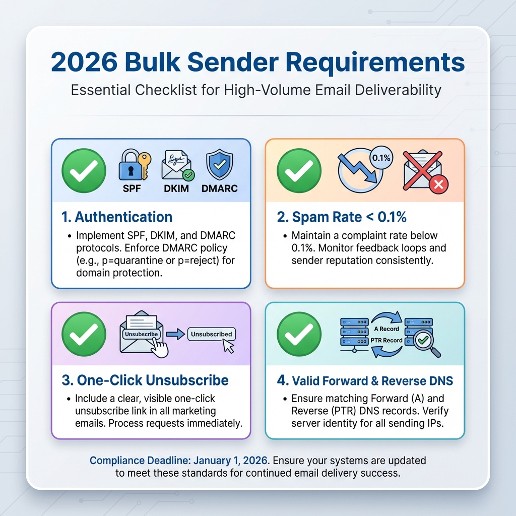 Bulk Sender Requirements Checklist
