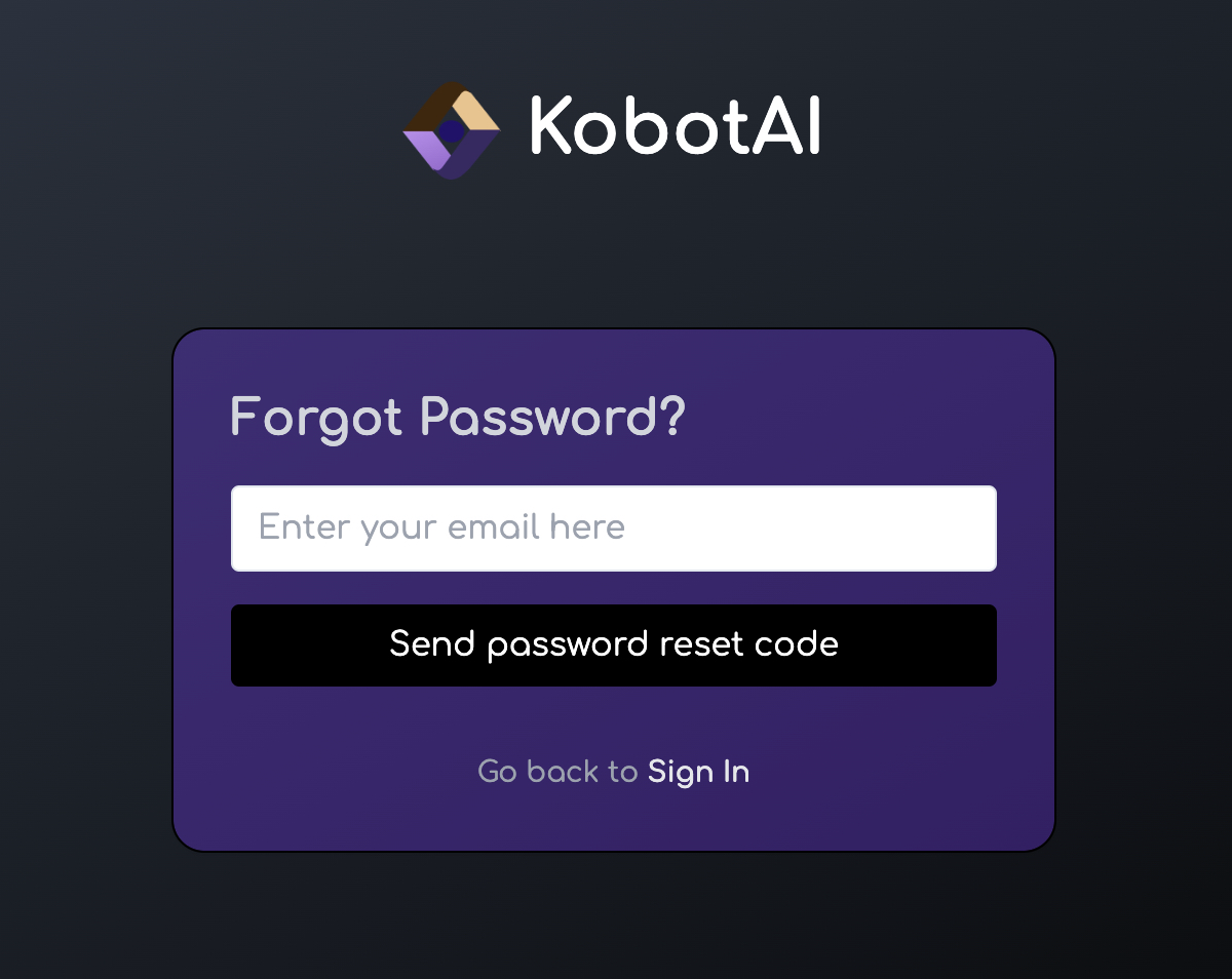 New KobotAI Forgot Password Page